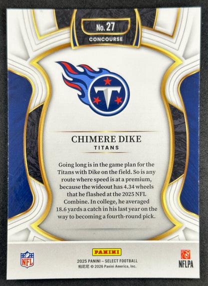 Chimere Dike Select Concourse Tennessee Titans Sports Trading Cards