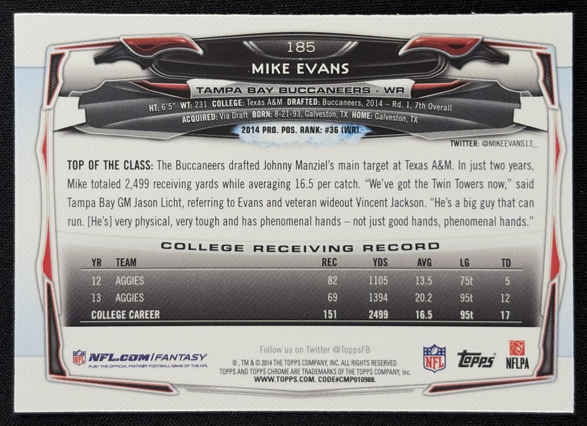 Mike Evans 2014 Topps Chrome Buccaneers V