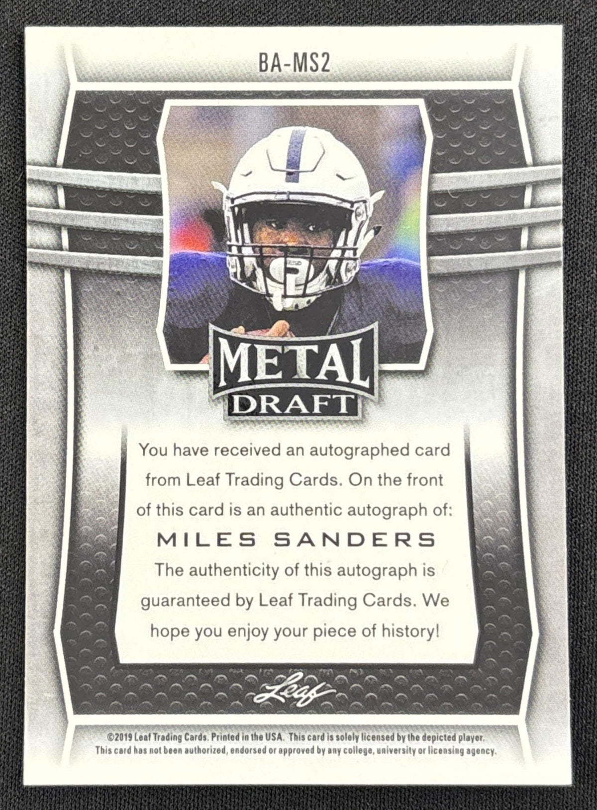Miles Sanders 2019 Leaf Draft Auto Panthers