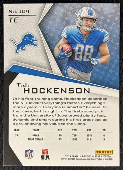 T.J. Hockenson 2019 Panini Rookies & Stars Lions back