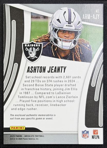 Ashton Jeanty 2025 Panini Absolute Rookie Materials Raiders