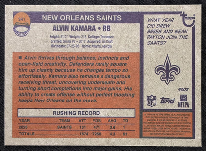 Alvin Kamara 2026 Topps Heritage Dark Gray Border Saints