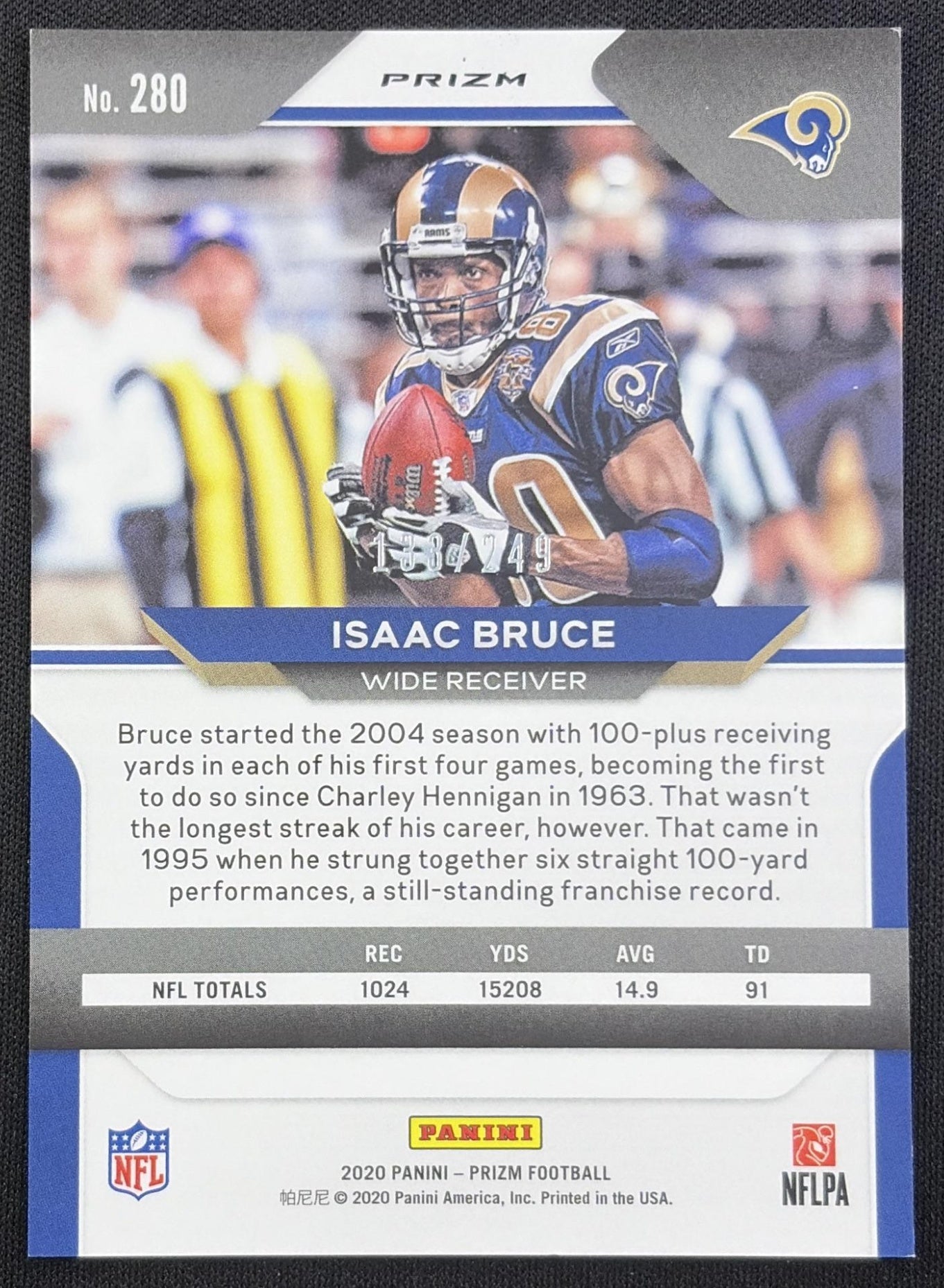 Isaac Bruce 2020 Panini Prizm Orange /249 Rams