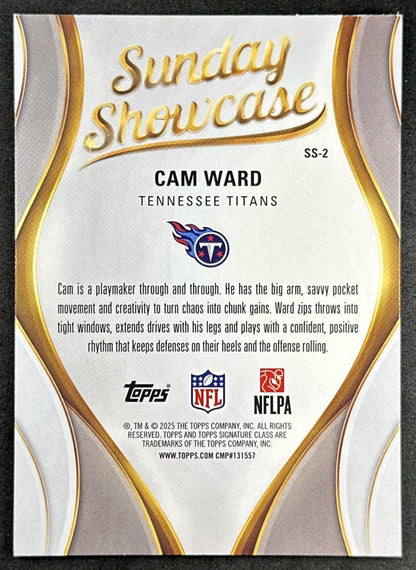 Cam Ward 2025 Topps Signature Class Sunday Showcase Titans back