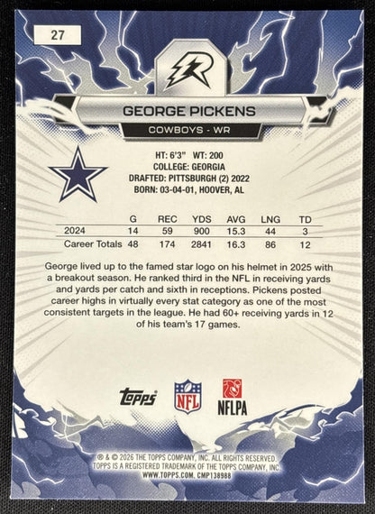 George Pickens 2025 Topps Resurgence Prism Refractor Cowboys back