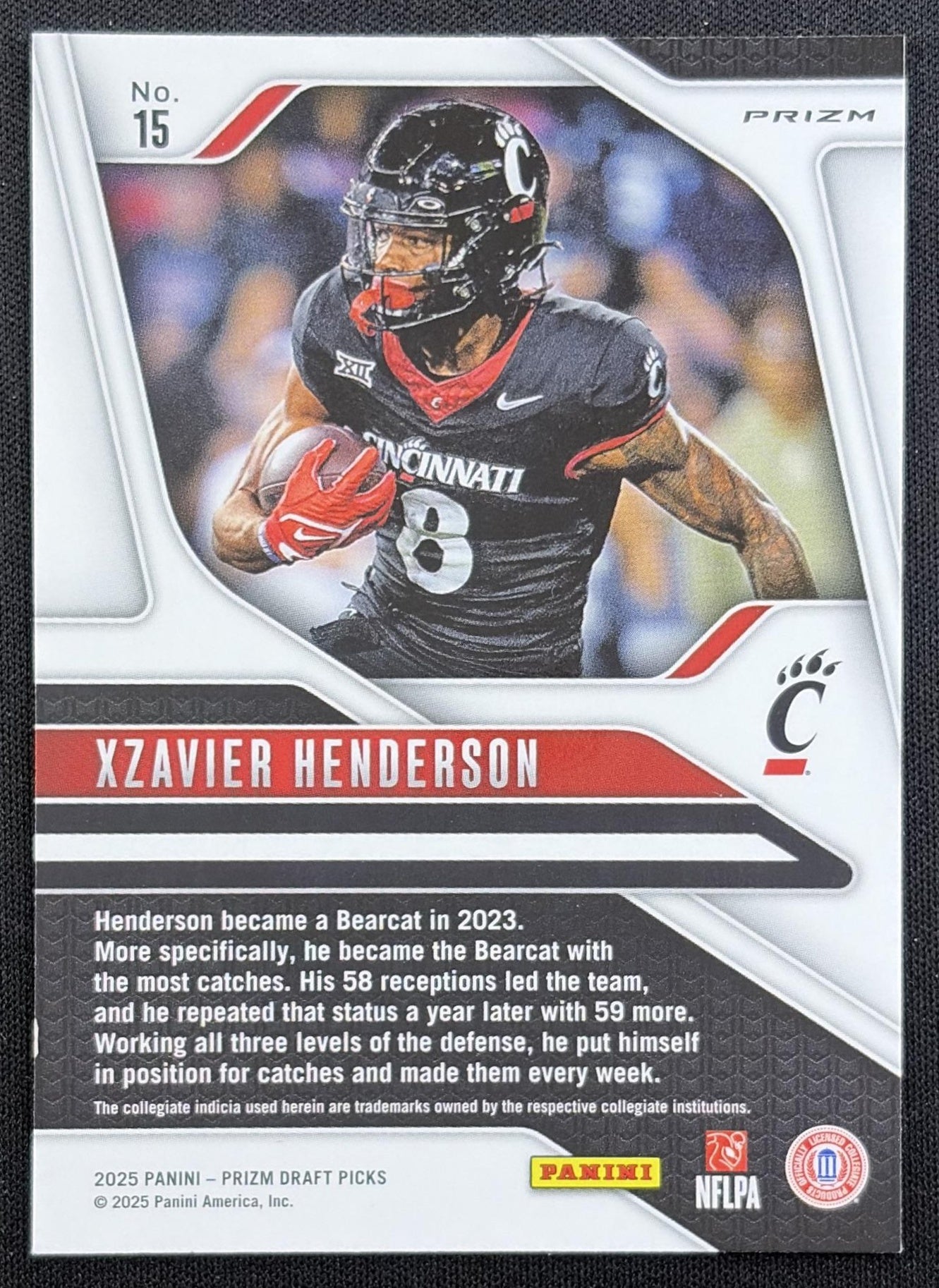Xzavier Henderson 2025 Panini Prizm Draft Picks Gold Ice Bearcats