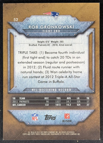 Rob Gronkowski 2012 Topps Triple Threads Sepia /310 Patriots Sports Trading Cards