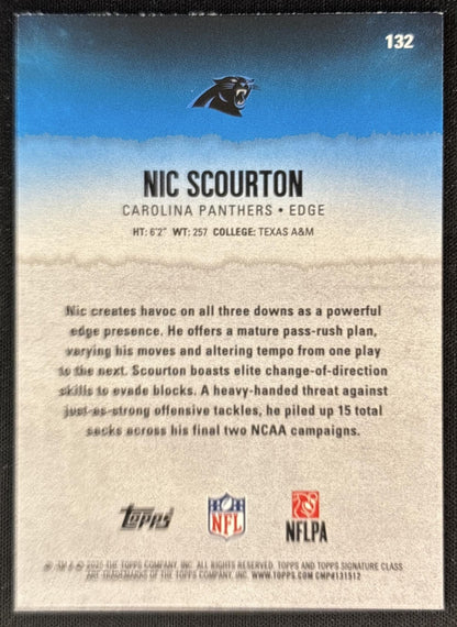 Nic Scourton 2025 Topps Signature Class Rookie Blue & Yellow Foil Panthers back