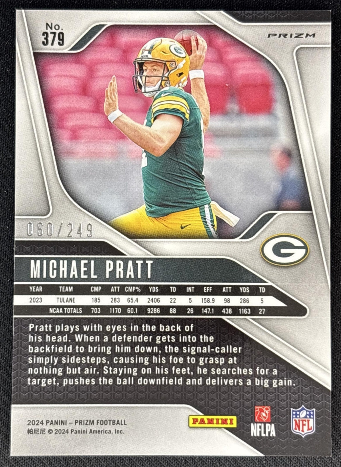 Michael Pratt 2024 Panini Prizm Orange /249 Packers back