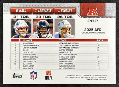 Trevor Lawrence Drake Maye Justin Herbert 2026 Topps Flagship Sports Trading Cards