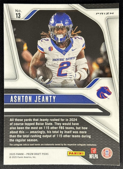 Ashton Jeanty 2025 Panini Prizm Draft Picks Red Ice Raiders back