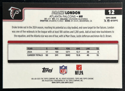 Drake London 2025 Topps Chrome Falcons Sports Trading Cards