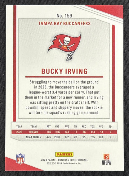 Bucky Irving 2024 Panini Donruss Elite Status Explosion /875 Buccaneers back