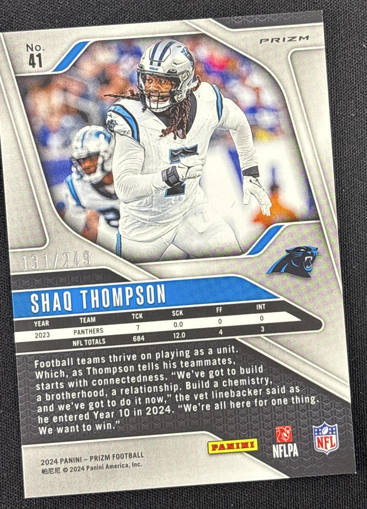 Shaq Thompson 2024 Panini Prizm Orange /249 Panthers