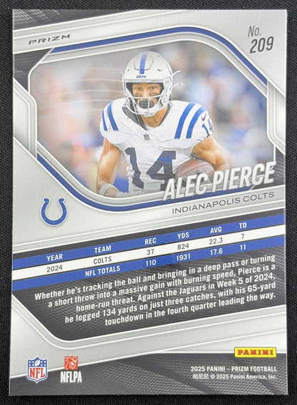 Alec Pierce 2025 Panini Prizm No Huddle Colts Indianapolis Colts