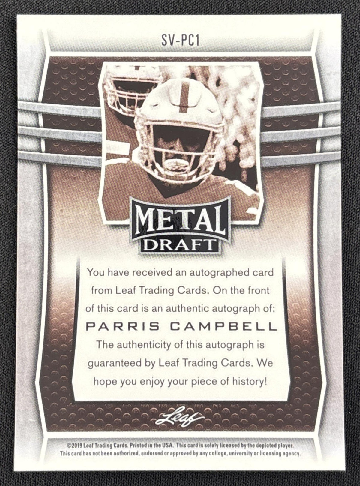 Parris Campbell 2019 Leaf Metal Draft Sepia Variation