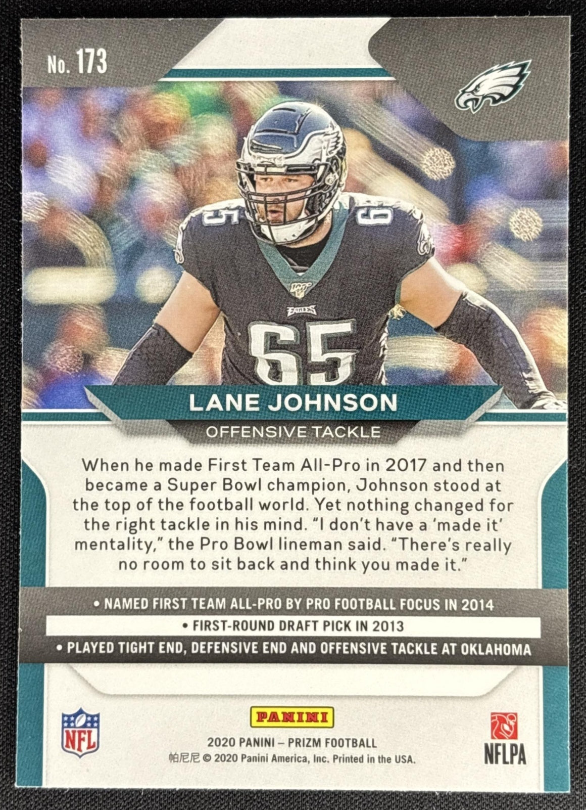 Lane Johnson 2020 Panini Prizm Eagles Sports Trading Card