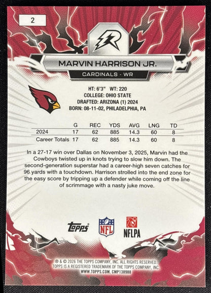 Marvin Harrison Jr. 2025 Topps Resurgence Prism Refractor Cardinals back