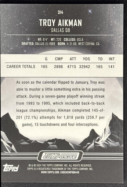 Troy Aikman 2023 Topps Composite Cowboys back