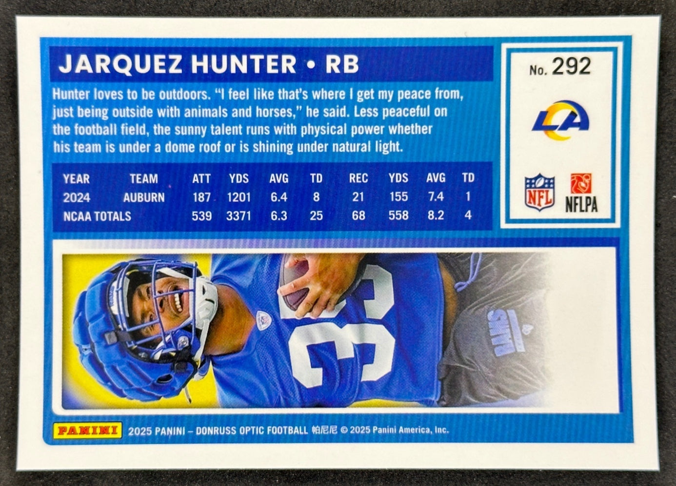 Jarquez Hunter 2025 Donruss Optic Rated Rookie Rams Sports Trading Card