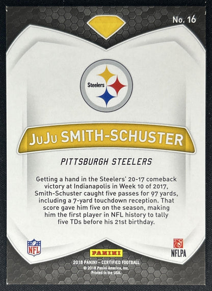JuJu Smith-Schuster 2018 Panini Certified Diamonds Mirror Red /99 Steelers back