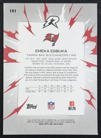 Emeka Egbuka 2025 Topps Resurgence Teal Surge Refractor /149 Buccaneers