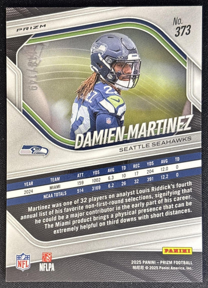 Damien Martinez 2025 Panini Prizm Red Wave /149 Seahawks back