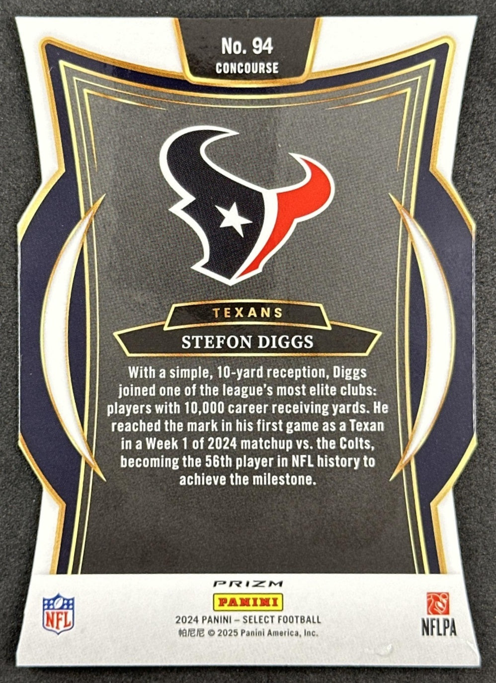 Stefon Diggs 2024 Panini Select Concourse Die-Cut Silver Prizm Patriots Back