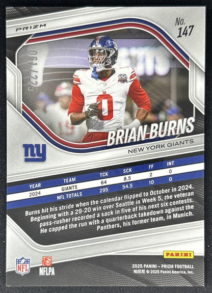 Brian Burns 2025 Panini Prizm Purple Ice /225 Giants