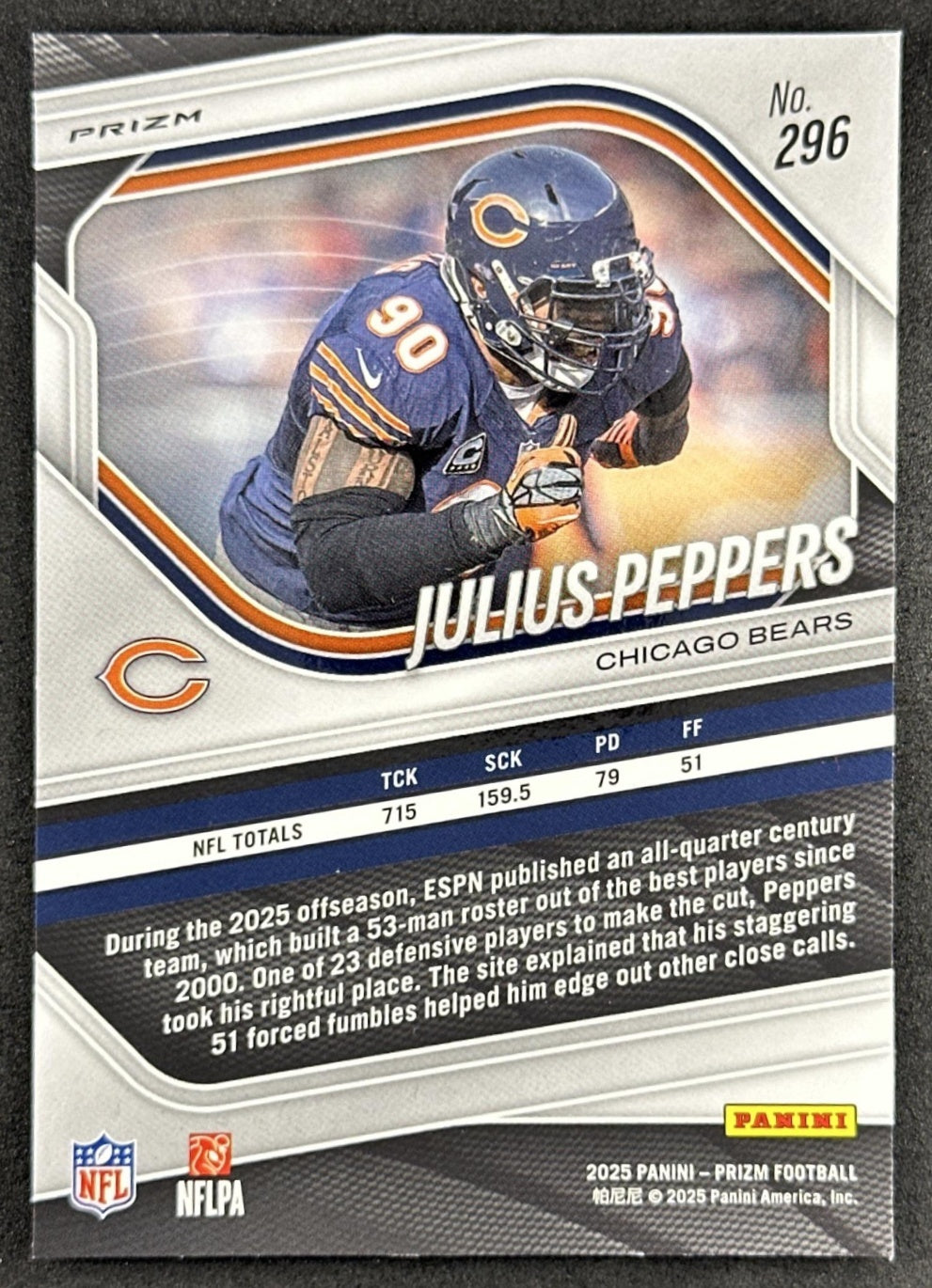 Julius Peppers 2025 Panini Prizm Silver Bears Sports Trading Cards