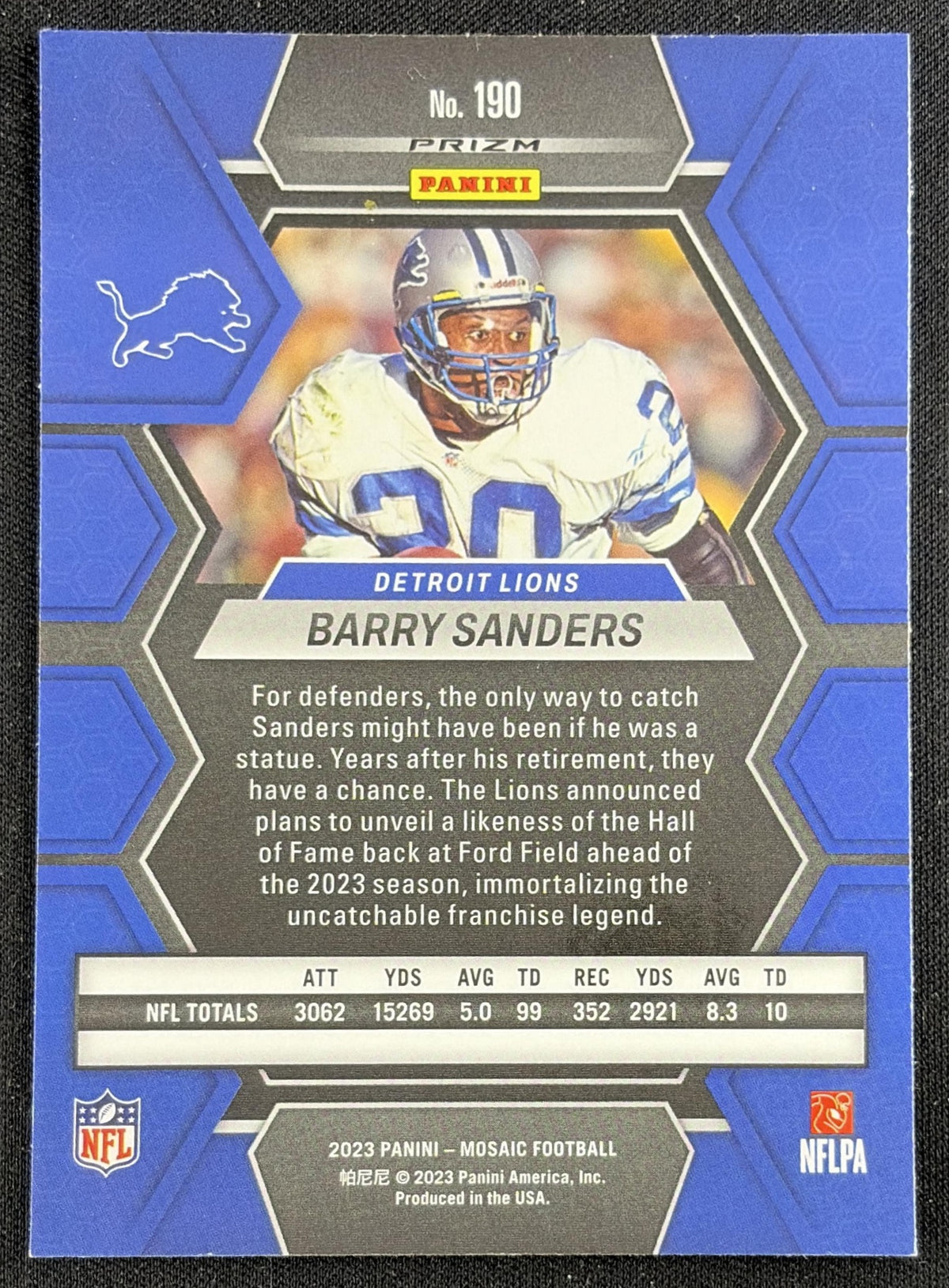 Barry Sanders 2023 Panini Mosaic Camo Pink Mosaic Lions Sports Trading Card