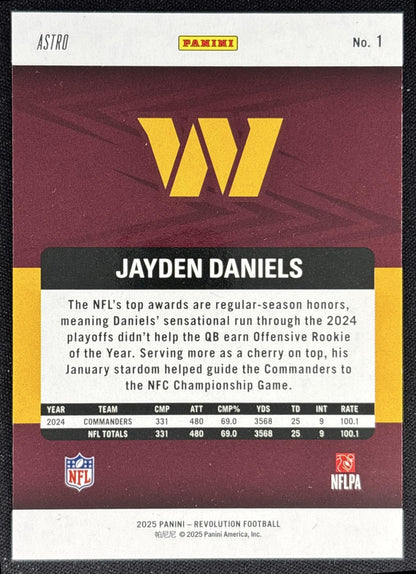Jayden Daniels 2025 Panini Revolution Red Astro Commanders back