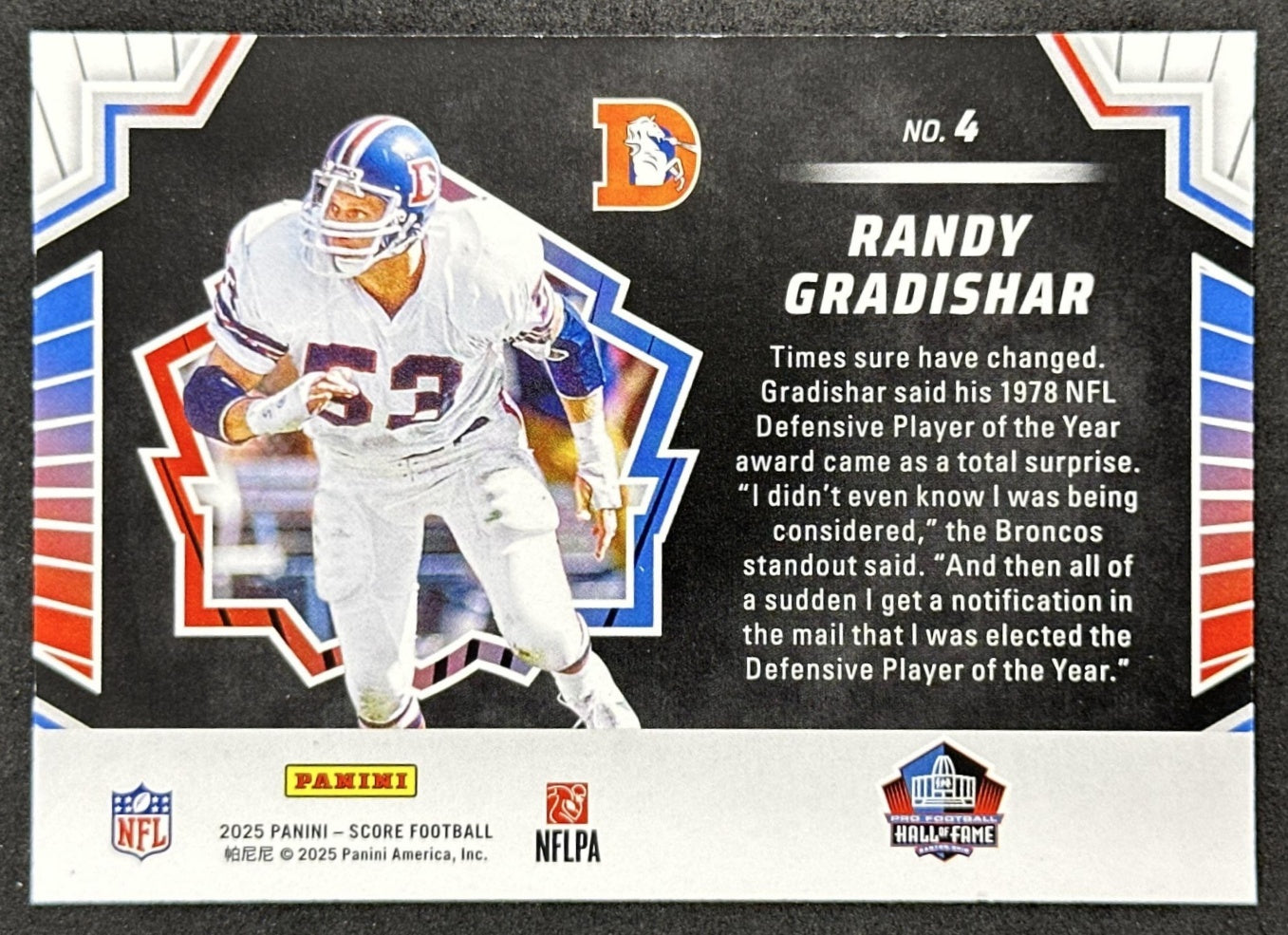 Randy Gradishar 2025 Panini Score Men of Canton Broncos