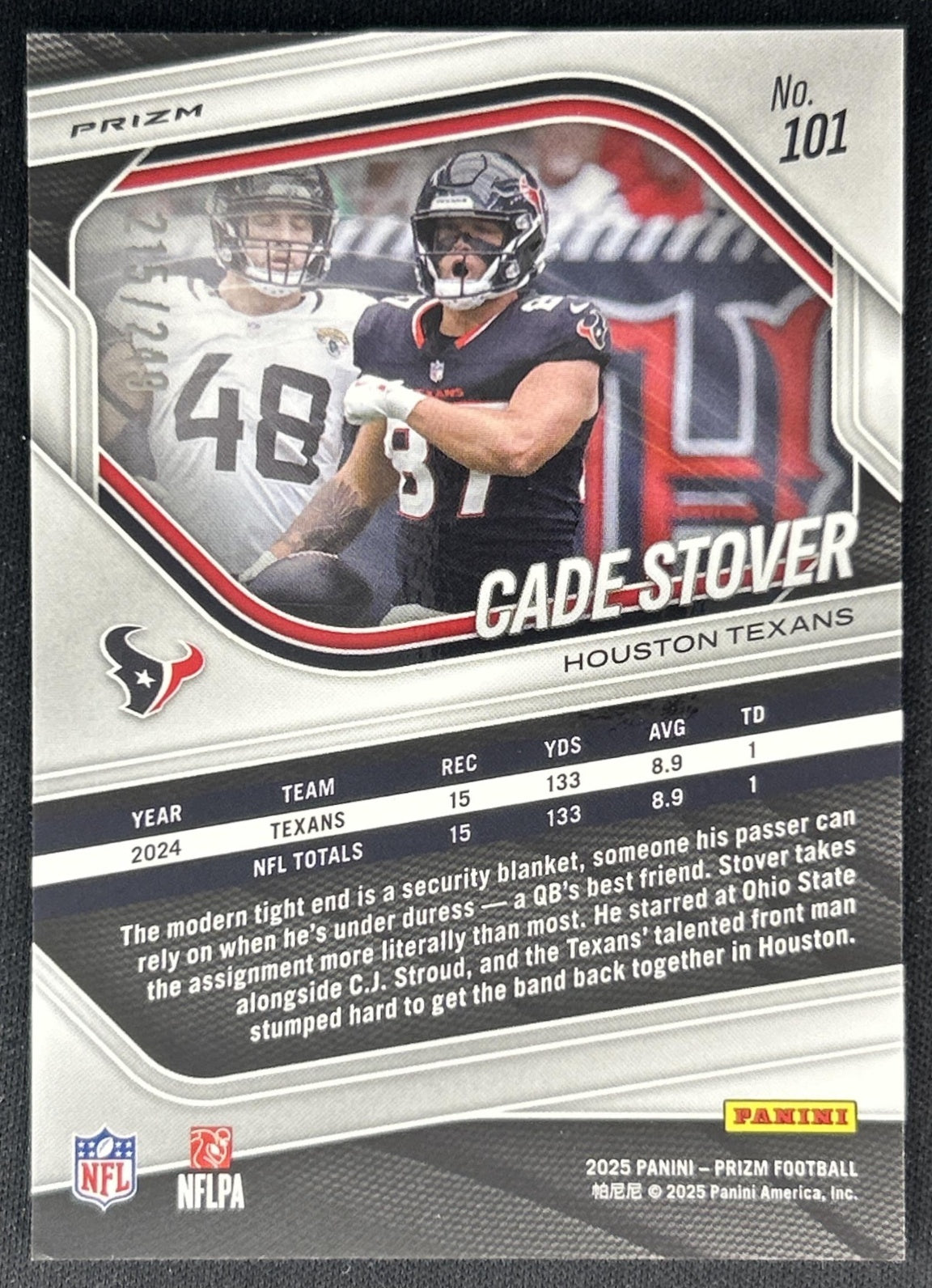 Cade Stover 2025 Panini Prizm Orange /249 Texans Back