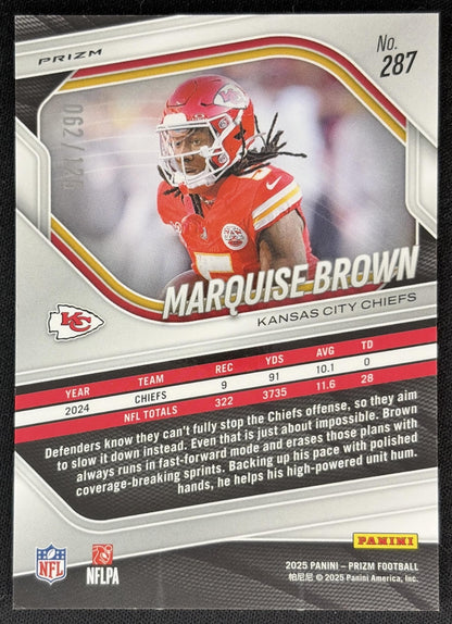 Marquise Brown 2025 Panini Prizm Purple /125 Chiefs Back