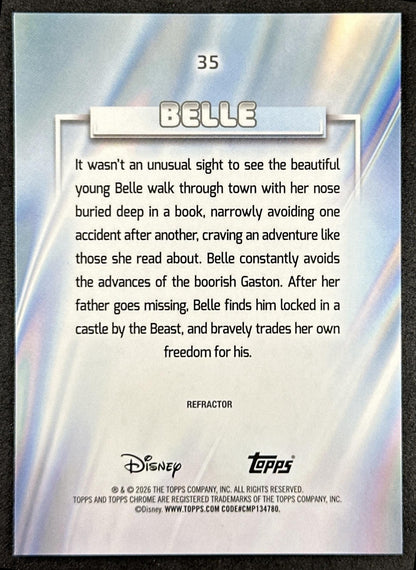 Belle 2026 Topps Chrome Disney Refractor Beauty and the Beast Back