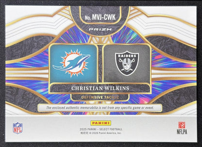 Christian Wilkins 2025 Panini Select Multiverse Jerseys Blue Prizm back