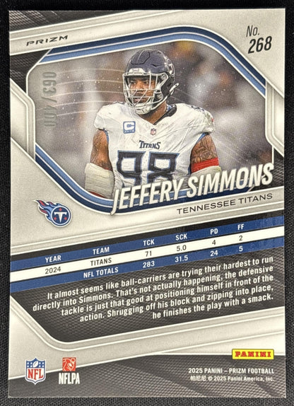 Jeffery Simmons 2025 Panini Prizm Pandora /400 Titans Sports Trading Cards