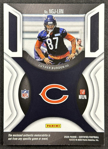 Luther Burden III 2025 Certified New Generation Jerseys Mirror Purple /399 Bears Sports Trading Cards