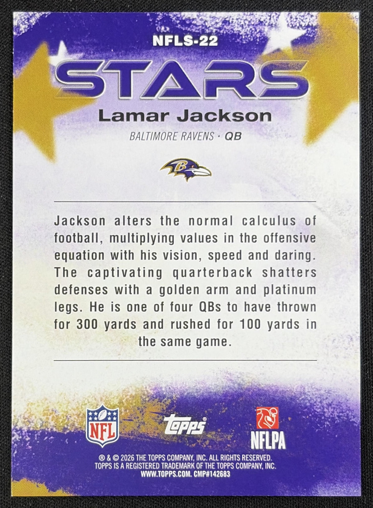 Lamar Jackson 2026 Topps NFL Stars Ravens