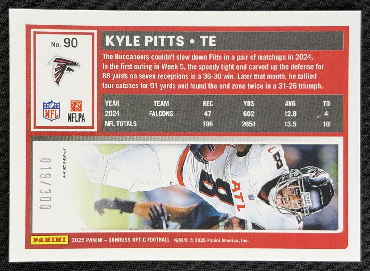 Kyle Pitts 2025 Panini Donruss Optic Wave Prizm /300 Falcons back