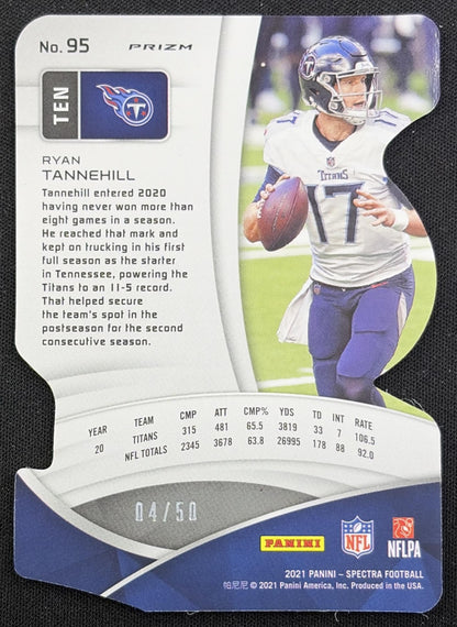 Ryan Tannehill 2021 Panini Spectra Neon Blue Die Cut /50 Titans Tennessee Titans