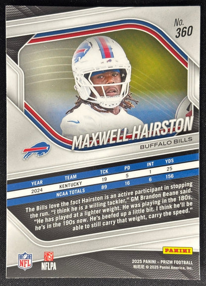Maxwell Hairston 2025 Prizm Rookie Bills Sports Trading Card