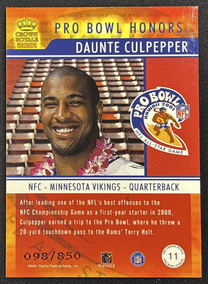 Daunte Culpepper 2001 Pacific Crown Royale Pro Bowl Honors /850 Vikings