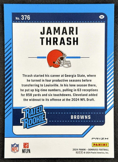 Jamari Thrash 2024 Panini Donruss Optic Rated Rookie Preview Pink Browns Sports Trading Cards