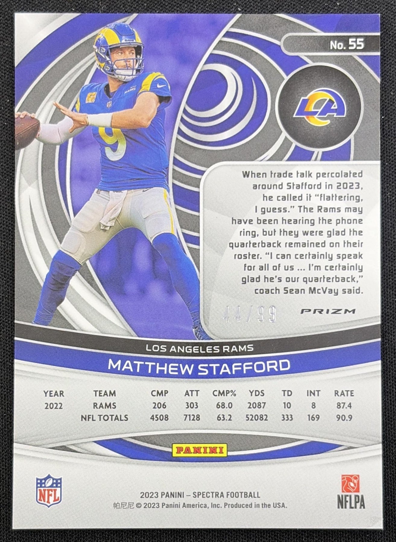 Matthew Stafford 2023 Panini Spectra Celestial /99 Rams Los Angeles Rams