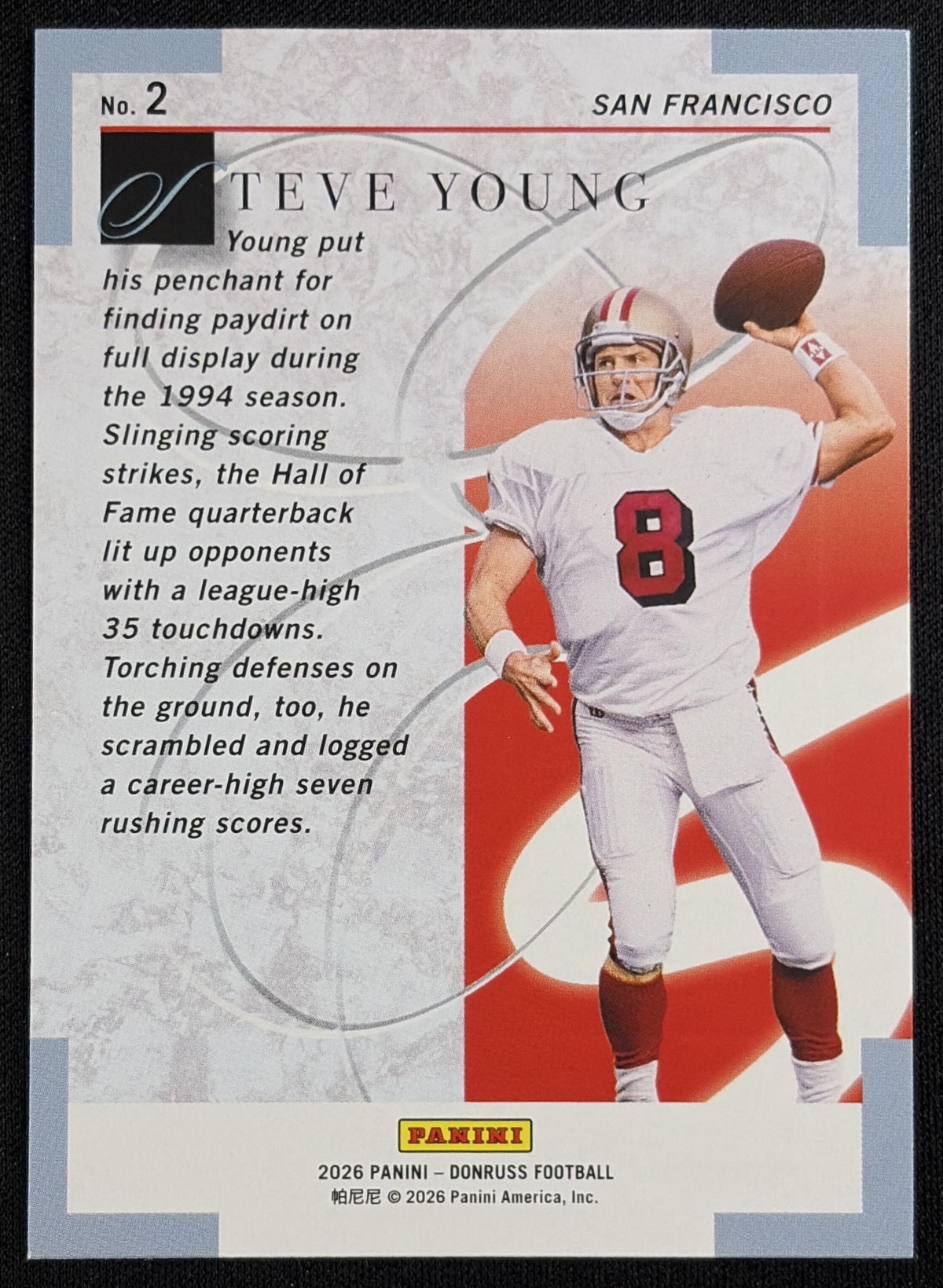 Steve Young 2026 Panini Donruss Elite Series Pink 49ers