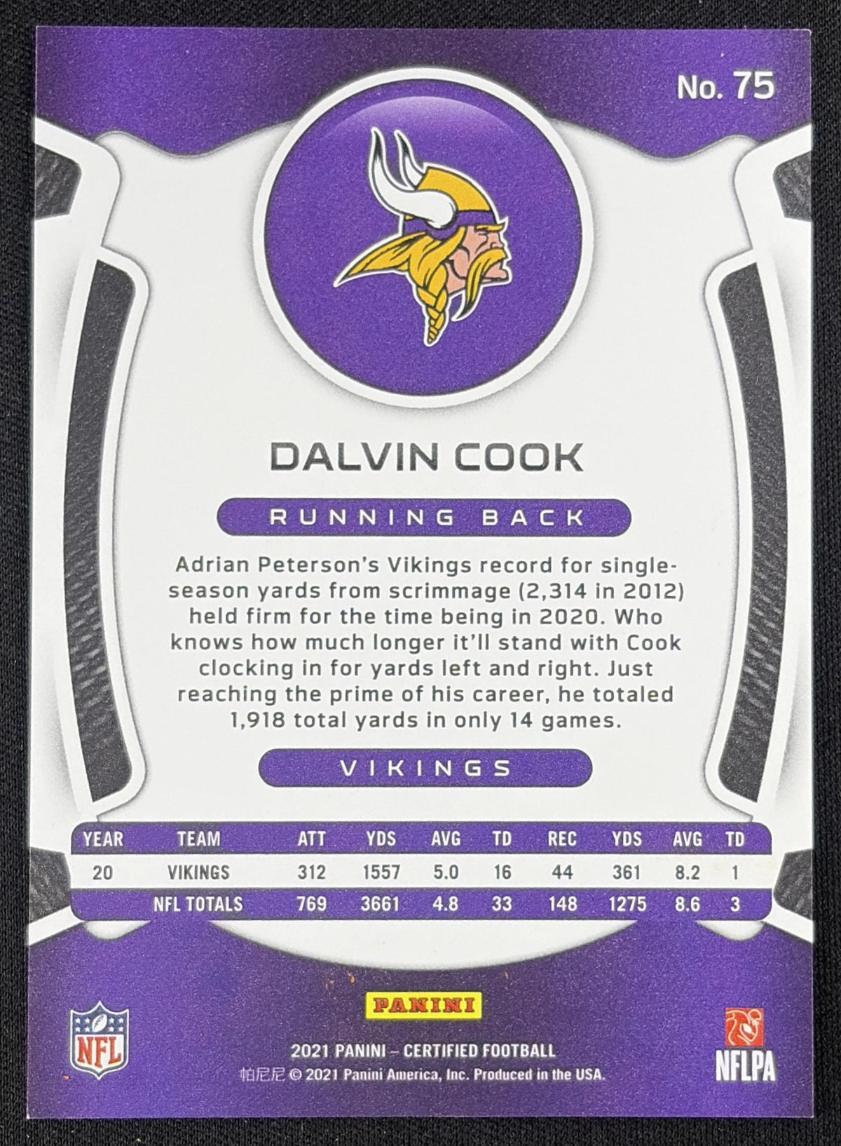 Dalvin Cook 2021 Panini Certified Mirror Orange /149 Vikings