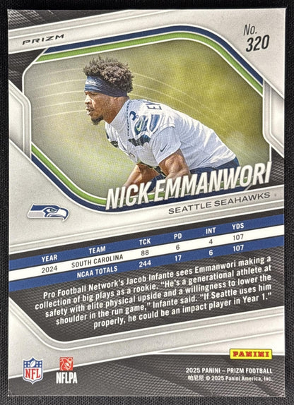 Nick Emmanwori 2025 Panini Prizm Green Flash Seahawks Sports Trading Cards
