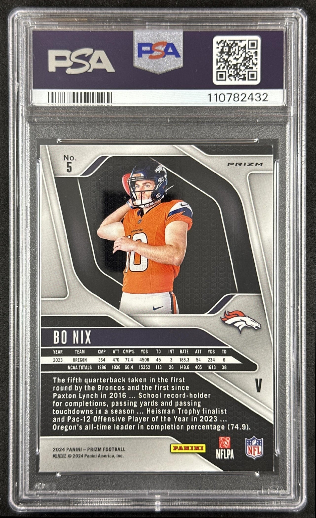 Bo Nix 2024 Panini Prizm Rookie Variations PSA 9 Broncos